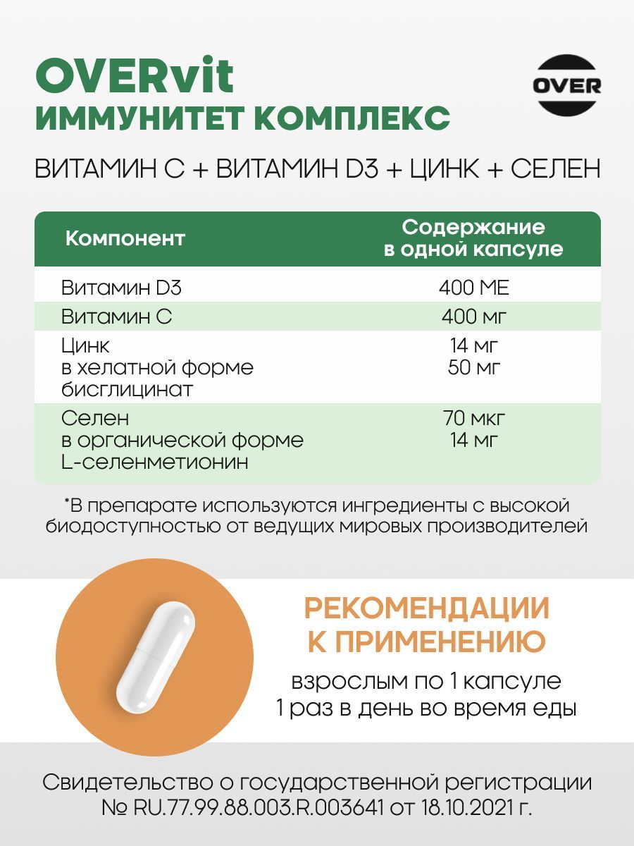 Overvit Комплекс для иммунитета, капсулы, 30 шт.