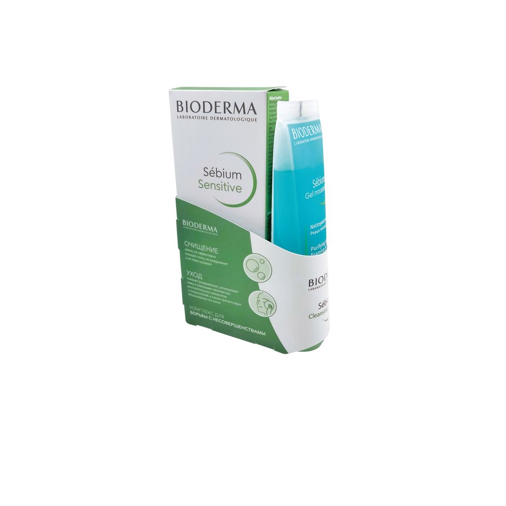 Bioderma Sebium Sensitive набор, Крем 30мл + Гель очищающий 45мл, 1 шт.