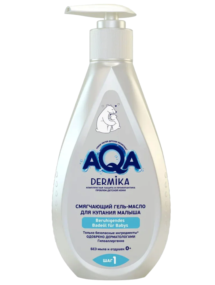 фото упаковки AQA Dermika Смягчающий гель-масло для купания малыша