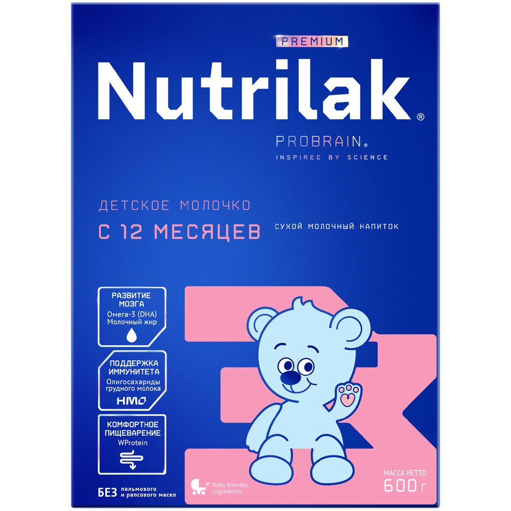 фото упаковки Nutrilak Premium 3 Смесь молочная c 12 мес, смесь молочная сухая, 600 г, 1 шт. фото упаковки Nutrilak Premium 3 Смесь молочная c 12 мес