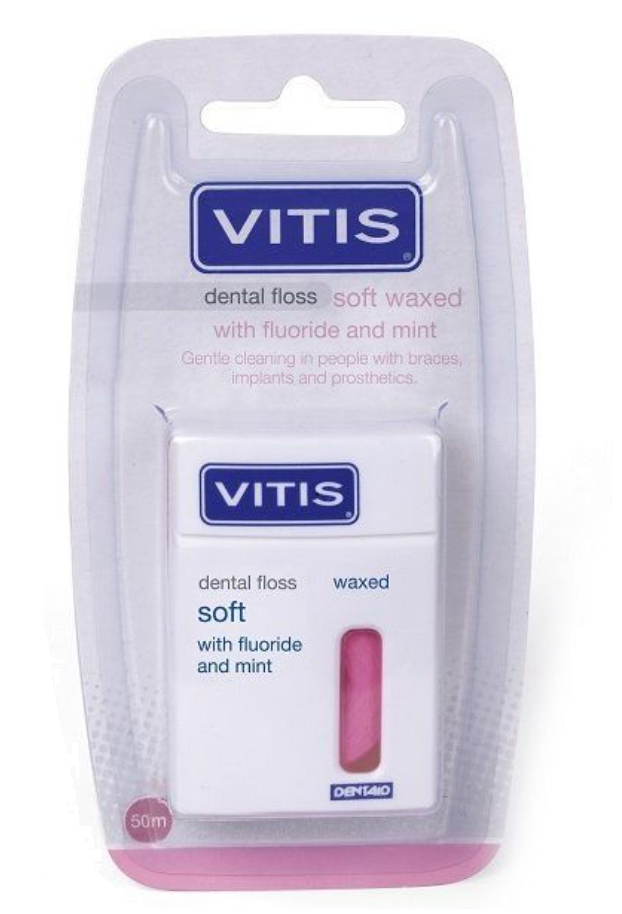 фото упаковки Vitis Waxed Dental Floss FM Нить межзубная мятная