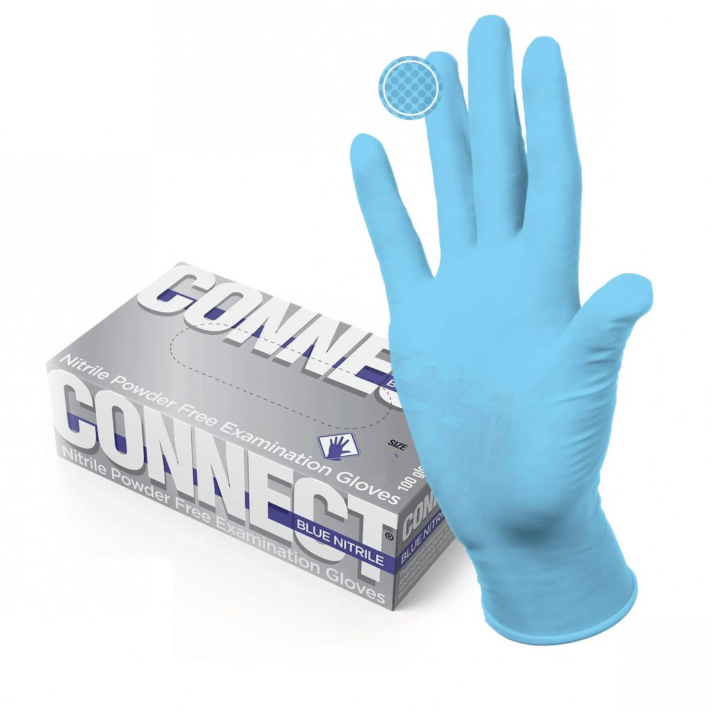 фото упаковки Перчатки смотровые Connect Blue Nitrile нитриловые