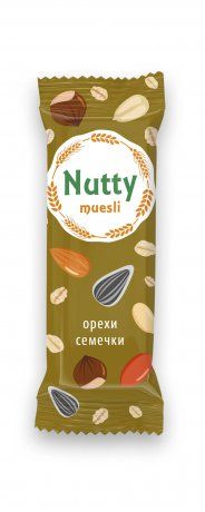 фото упаковки Nutty Батончик мюсли Орехи Семечки