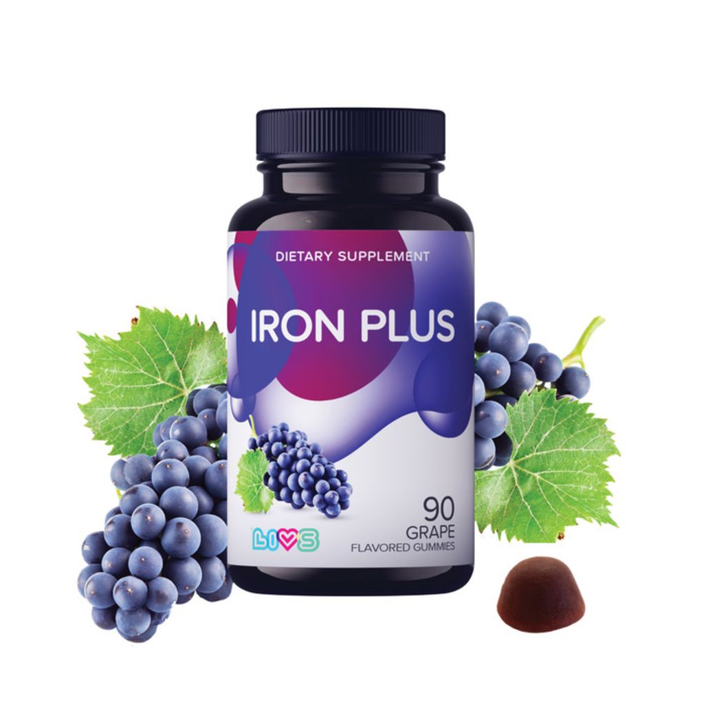 LIVS Комплекс железо + мультивитамины, пектиновые мармеладные пастилки, со вкусом винограда, 90 шт.