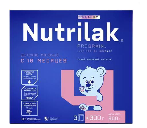 Nutrilak Premium 4 Детский сухой молочный напиток, для детей с 18 месяцев, смесь молочная сухая, 900 г, 1 шт.