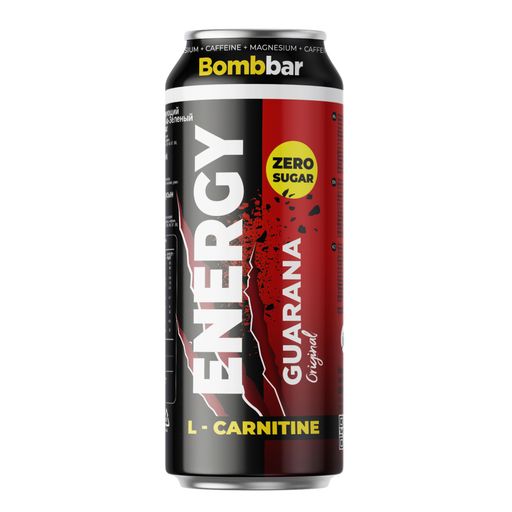 Bombbar Energy L-карнитин с Гуараной, напиток тонизирующий газированный, оригинальный, 500 мл, 1 шт.