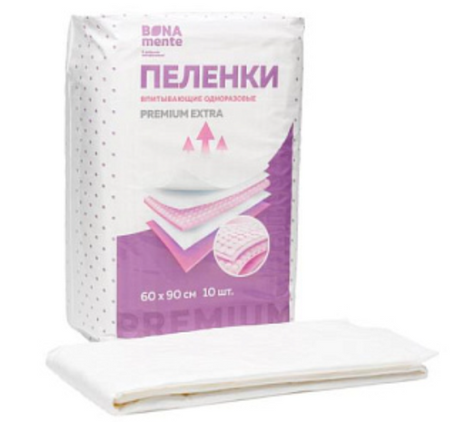 Bona Mente Пеленки впитывающие, 60х90 см, premium extra, 10 шт.