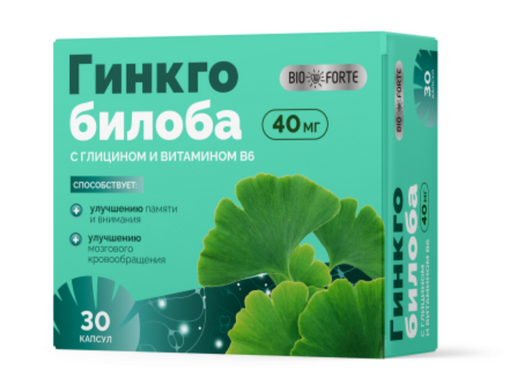 BioForte Гинкго Билоба + Глицин + Витамин В6, капсулы, 30 шт.