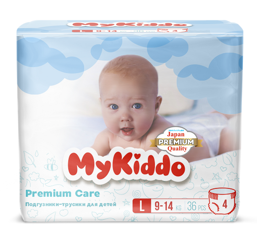 MyKiddo Premium трусики-подгузники детские, L, 9-14 кг, 36 шт.
