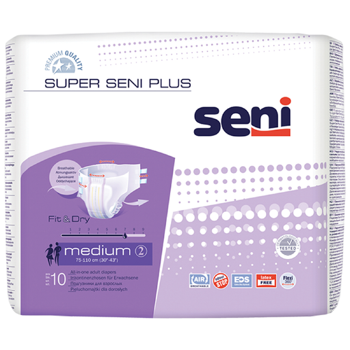 Seni Super Plus Подгузники для взрослых, Medium M (2), 75-110 см, 10 шт.