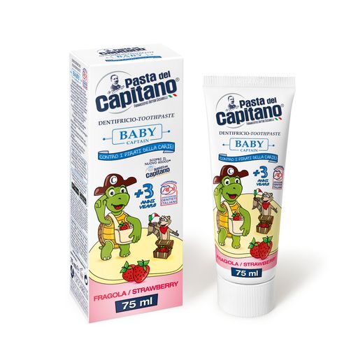 Pasta del Capitano Baby Паста зубная для детей с 3 лет, паста зубная, клубника, 75 мл, 1 шт.