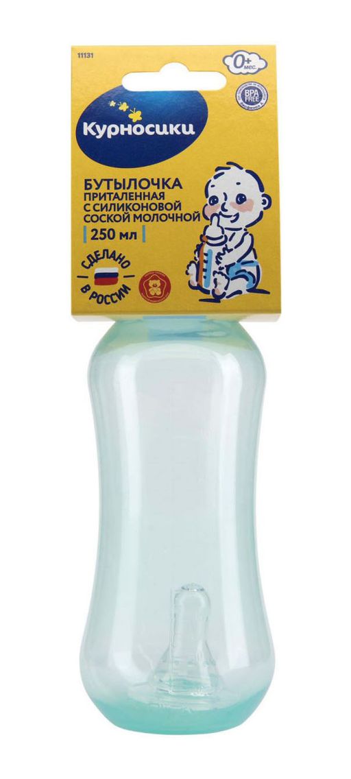 Курносики бутылочка с силиконовой соской 0+, 250 мл, арт. 11131, в ассортименте, 1 шт.