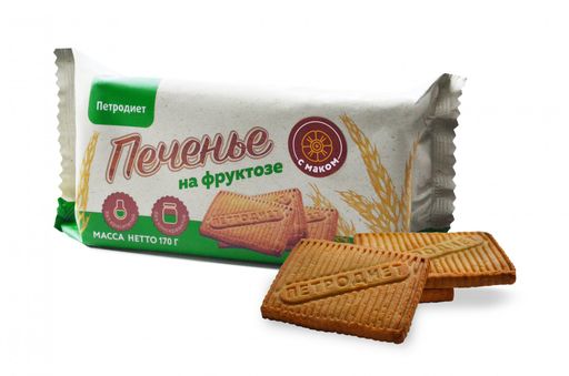 Петродиет Печенье на фруктозе, печенье, с маком, 170 г, 1 шт.