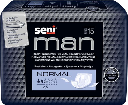 Seni Man Normal Вкладыши урологические, для мужчин, 15 шт.