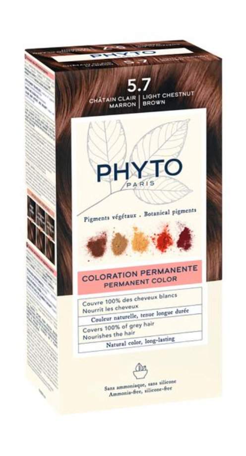 Phyto Paris Крем-краска для волос в наборе, тон 5.7, Светлый каштан, краска для волос, +Молочко +Маска-защита цвета +Перчатки, 1 шт.